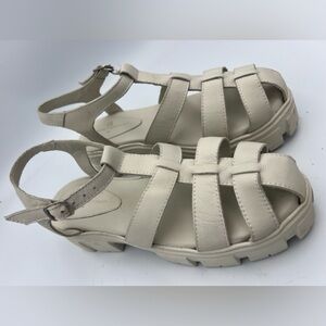 Sandro Moscoloni Women’s Caged Soft Leather Sandals Off White Size EU 39